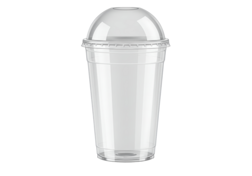 Isolated reusable plastic cup with lid for iced drinks, cold beverages, takeout, or travel