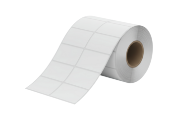 Isolated roll of blank adhesive labels for barcode scanner or printer for labeling purposes
