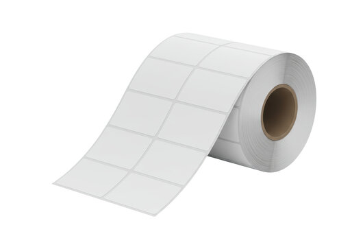 Isolated roll of blank adhesive labels for barcode scanner or printer for labeling purposes