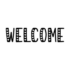 Welcome in heart font svg cut file. Isolated vector illustration.