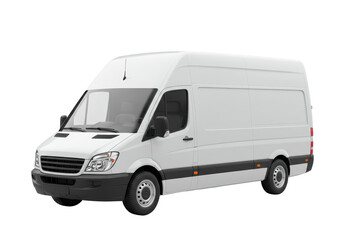 Naklejka premium Isolated delivery van for commercial transport in perspective view realistic 3D rendering