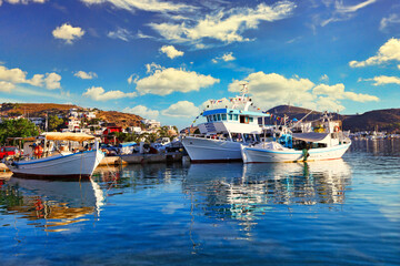 The port of Skala in Patmos, Greece