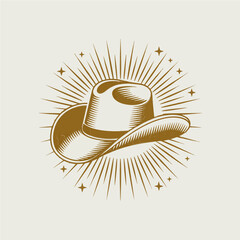Vintage-style tattoo art design of a Cowboy Hat vector
