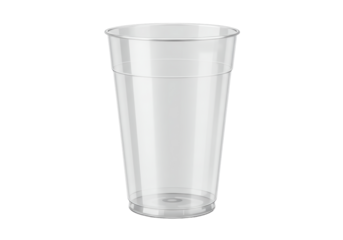 Isolated translucent plastic cup for cold beverages, reusable drinkware for picnics or parties