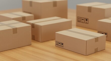 Securely packaged brown cardboard boxes ready for shipment, conveying efficient logistics and reliable delivery services for e-commerce and global trade.