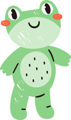 Crayon Smiling Frog Cartoon