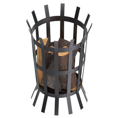 3D rendering illustration of a fire pit basket with wood logs