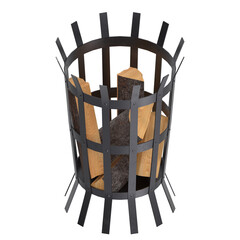 3D rendering illustration of a fire pit basket with wood logs