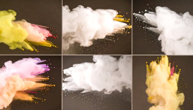 Colorful Powder Explosions A Dynamic Display of Colored Smoke and Artistic Abstraction