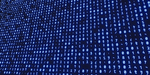 Closeup of glowing program code on screen, cyber security and hacking concept, data encryption...