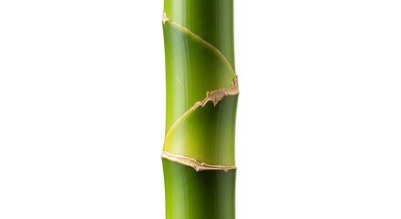 Obraz premium Zen Simplicity: A Single, Vibrant Bamboo Stalk Isolated on White