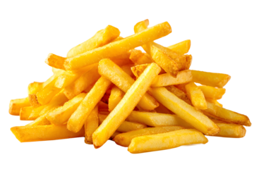 Delicious golden French fries, perfect for fast food menus, advertising campaigns, and food blogs