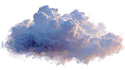 Large Fluffy White Cloud Isolated on Transparent Background