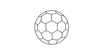 Black and white soccer ball illustration with hexagonal pattern  