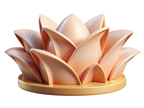 Elegant lotus flower illustration in peach and gold tones detailed floral design intricate petal arrangement artistic still life serene visual 3d illustration isolated on transparent background - Powered by Adobe
