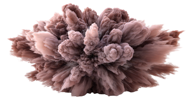 Abstract Brown and Pink Dust Explosion on Transparent Background