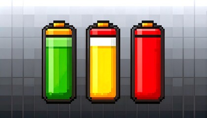 Pixel art battery icons