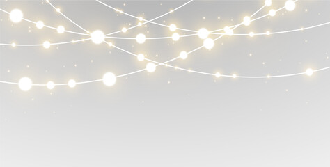 Fototapeta na wymiar light lamp led bulb string garland wire background png banner border christmas holiday new year gold yellow glow glowing shine event celebration party festive fairy design stage isolated transparent 