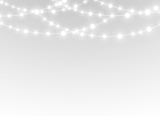 png vector transparent isolated banner background border card design decorative decoration decor chain ribbon garland string wire lamp light led bulb glow glowing shine effect festive fairy christmas 