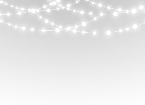 png vector transparent isolated banner background border card design decorative decoration decor chain ribbon garland string wire lamp light led bulb glow glowing shine effect festive fairy christmas