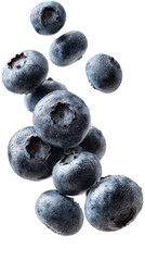 Falling Blueberries on Transparent Background