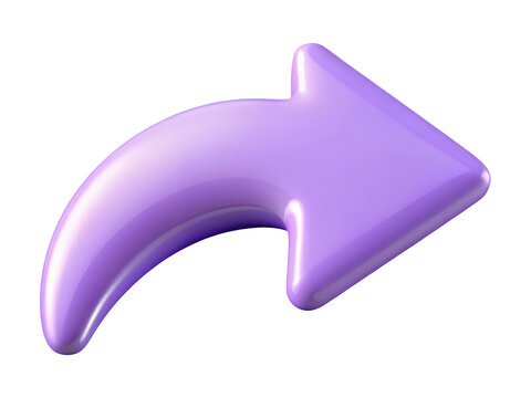 Glossy purple share icon rendering forward indication modern interface design navigation symbol communication arrow direction next pointer sign right transfer 3d illustration isolated 