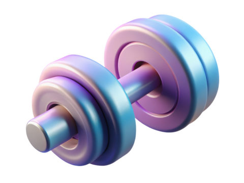 Holographic dumbbell isolated against background for fitness product marketing 3d illustration isolated on transparent background - Powered by Adobe