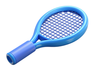 Minimalist tennis racket sporting equipment 3d rendering game blue design racket sports fitness accessories competitive recreation training match play activity 3d illustration