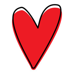 Handdrawn red heart doodle illustration