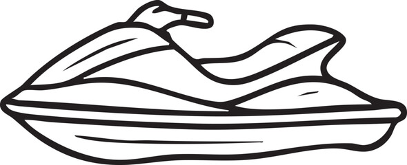 Personal watercraft line drawing riding low on the waves