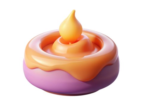 Stylized candle render glowing warm light playful design pastel colors creative visual resource sweet design 3d illustration isolated on transparent background - Powered by Adobe