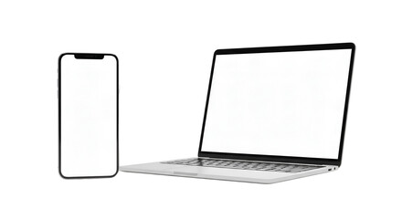Laptop and Smartphone Mockup with Blank Screens for App and Web Design