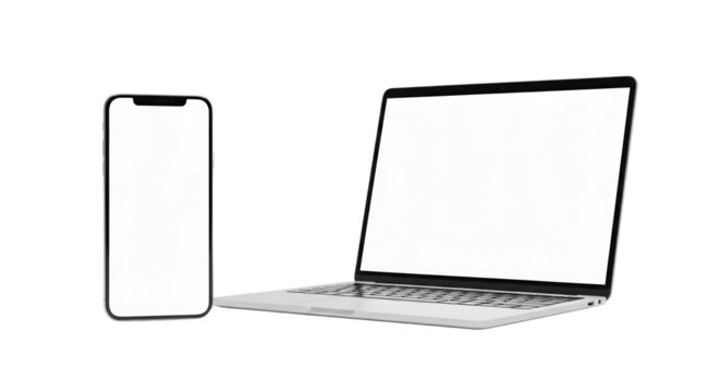 Laptop and Smartphone Mockup with Blank Screens for App and Web Design