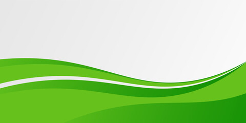 Abstract White and Green wave wide background banner, vector Eps 10