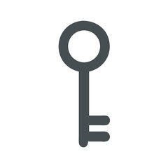 Vector art of simple dark grey key, a classic symbol of security, access, and unlocking, suitable for various design applications