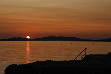 Beautiful sunset on the Adriatic Sea in Croatia