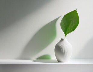 Bring nature indoors with this elegant vase and lush green leaf creating a serene, modern, and minimalist aesthetic