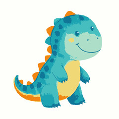 A beautifully illustrated watercolor composition showcasing a variety of small and large dinosaurs, including a gentle apatosaurus, a playful baby triceratops