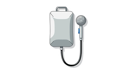 Fototapeta premium Illustrative portable camping shower set against clean white background