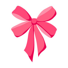 Satin bow illustration. Ribbon with knot for gift card and design.
