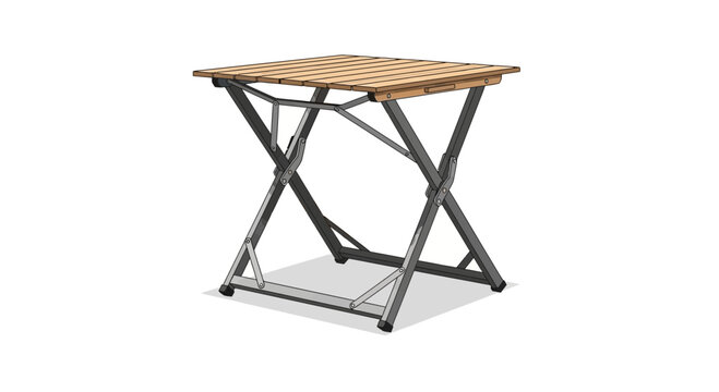Isometric view of lightweight folding table for events or mobile use