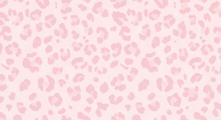Seamless light pink leopard print pattern with soft pastel tones, ideal for backgrounds and fashion designs, creating a chic and trendy aesthetic.
