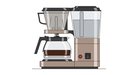 Stylized vector art depiction of a modern drip coffee maker illustration