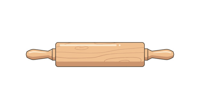 Stylized wooden rolling pin illustration for baking and culinary arts