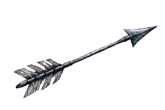 Silver Metal Arrow on Black Background