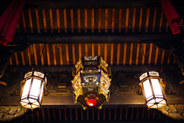 a scene inside a traditional Taiwanese templea scene inside a traditional Taiwanese temple