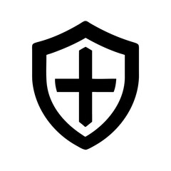 Obraz premium Vector art of shield icon with a plus sign, symbolizing security, protection, and safety