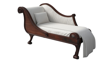 3d model of a  sofa with buttons, a scandinavian-style sofa with wooden legs, at a 45-degree angle, against a gray background, with a perspective grid on the floor and in the bottom-left corner 