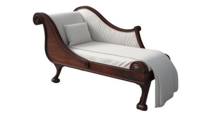 3d model of a  sofa with buttons, a scandinavian-style sofa with wooden legs, at a 45-degree angle, against a gray background, with a perspective grid on the floor and in the bottom-left corner 