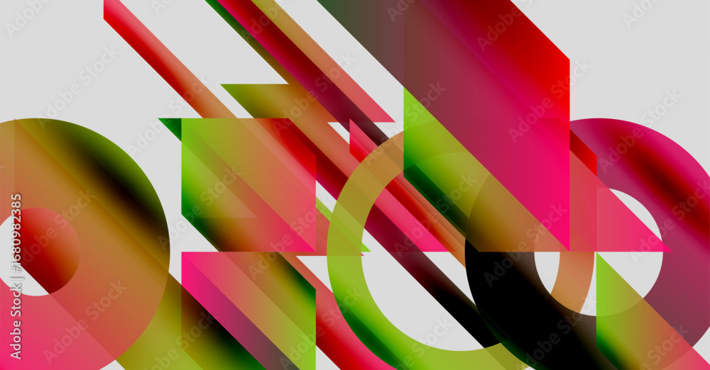 Wall mural abstract composition. overlapping shapes, vibrant colors, dynamic lines create modern visual experie